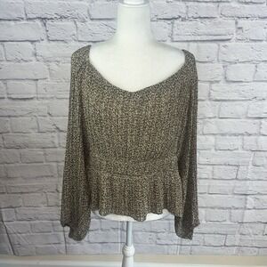 DR2 by daniel rainn Women's NWT Safari Chic Contemporary Peplum Blouse XXL